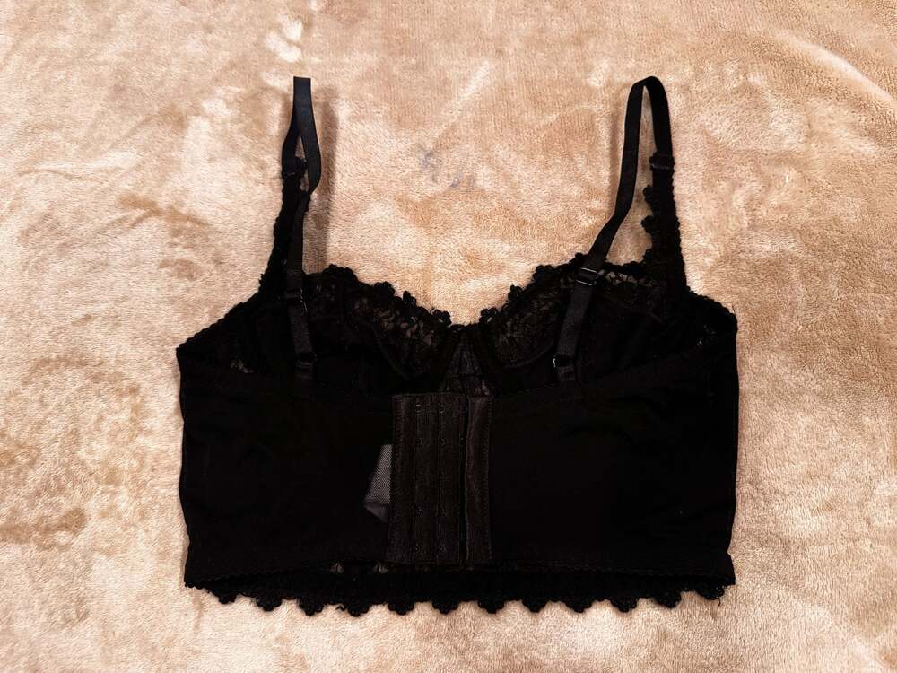 Marciano Black Beaded Lace Corset Bustier Top Strapless Y2K Glam Evening 32A - Picture 5 of 8